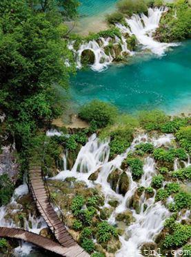 The tumbling aquamarine waters of the Plitvice Lakes, Croatia